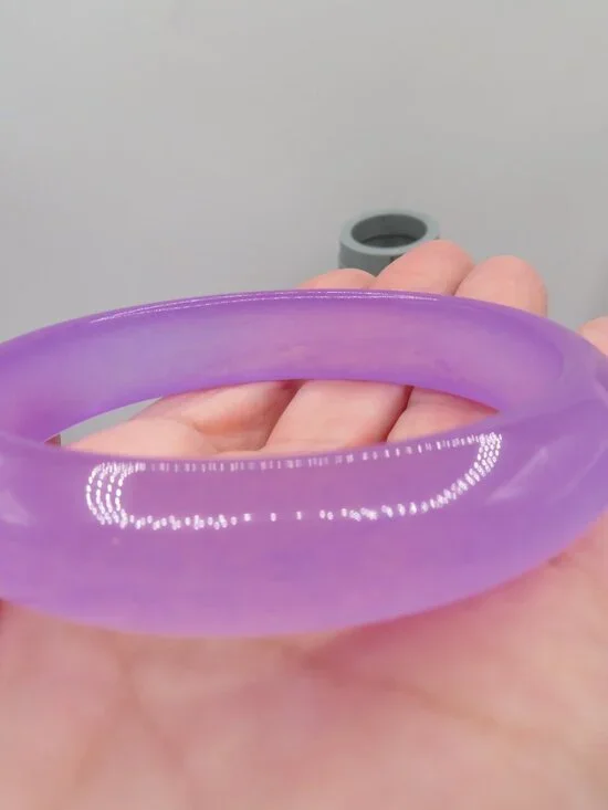 Lavender Purple Jade Gemstone Bangle Bracelet - Picture 3 of 7